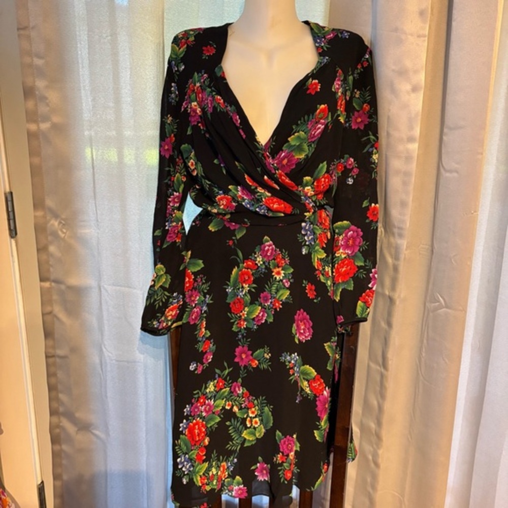 Liz Claiborne pink and Green Dress with Bishop Sleeves ladies 8 wedding outfit
